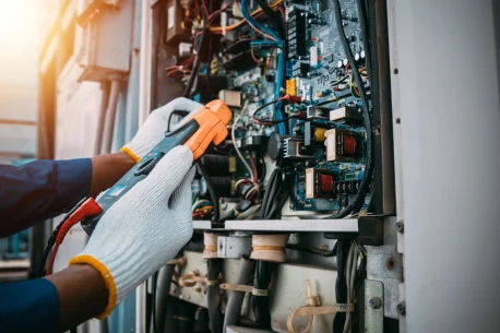 Marshfield Electric technician troubleshooting electrical issue
